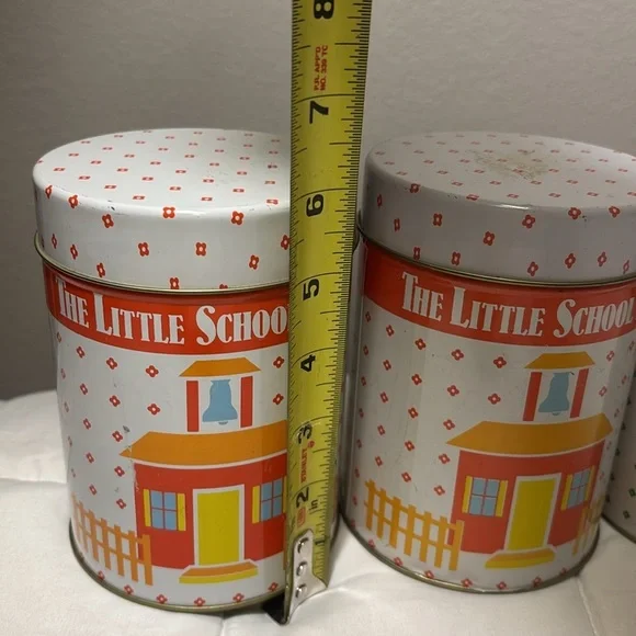 Vintage The Little School House 2 Sets Of Three Nesting Tins - 6 Tins - Picture 2 of 13
